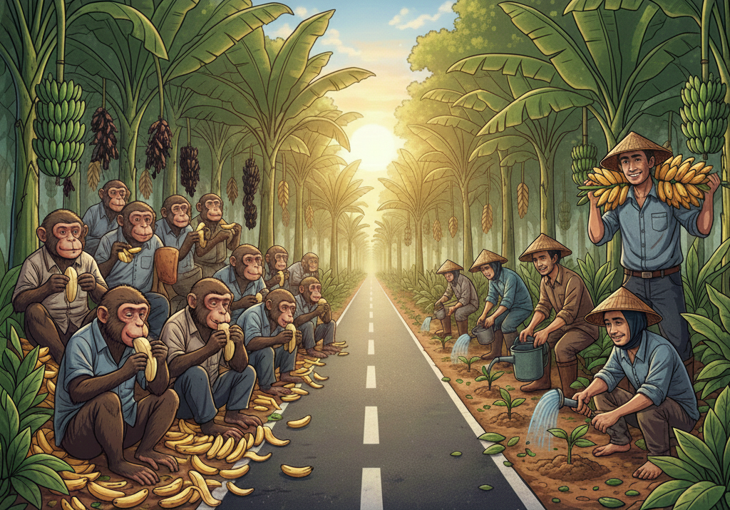 Petani, Pisang dan Monyet