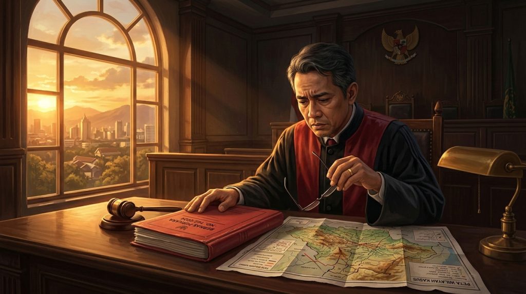 Debu di Atas Map Hijau