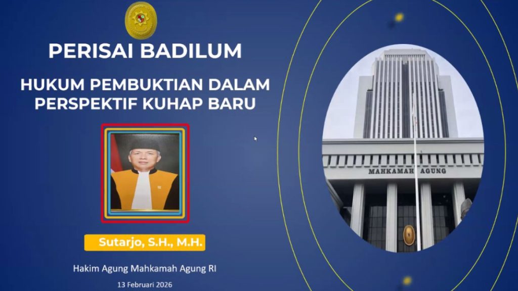 Hakim Agung Sutarjo Paparkan Transformasi Epistemologis Sistem Pembuktian dalam Program Perisai Badilum