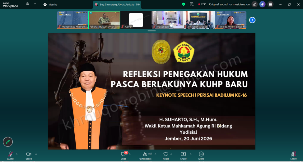 Wakil Ketua MA Bidang Yudisial : KUHP Baru Bukan Sekadar Pergantian Undang-Undang, Melainkan Perubahan Paradigma Pemidanaan