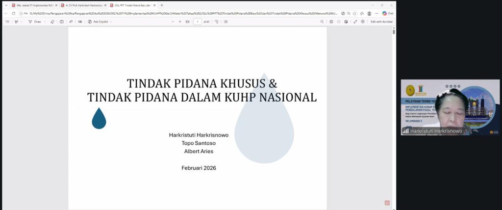 Prof. Harkristuti Harkrisnowo Bedah Eksistensi Tindak Pidana Khusus dan Tindak Pidana dalam KUHP Nasional