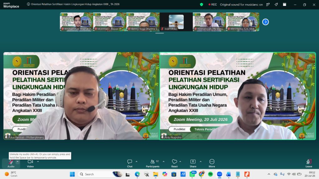 80 Hakim Ikuti Orientasi Pelatihan Sertifikasi Lingkungan Hidup Angkatan XXIII Secara Daring