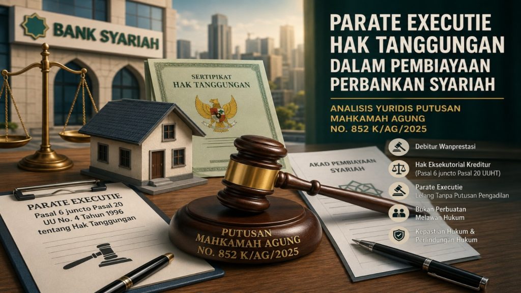 Konstruksi Argumentasi Hukum Mahkamah Agung dalam Melegitimasi Parate Eksekusi Hak Tanggungan pada Perbankan Syariah: Analisis Putusan Nomor 852 K/Ag/2025