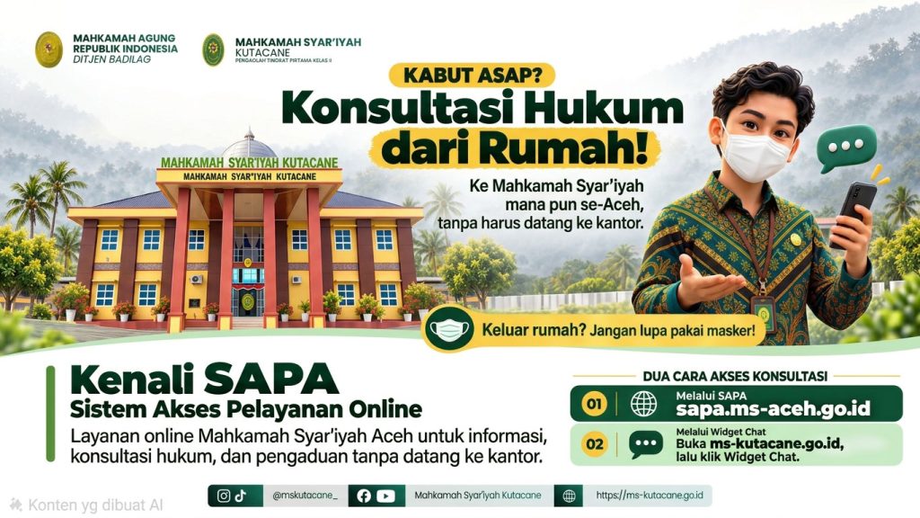 Kabut Asap Bukan Penghalang, MS Kutacane Ajak Masyarakat Konsultasi Hukum dari Rumah melalui SAPA